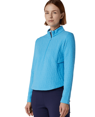 CALLAWAY 1/2 Zip Quilted Textured Top CGKFF077 Ethereal Blue