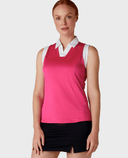 SIZE S - CALLAWAY Sleeveless Block Polo CGKSD034 Pink Peacock