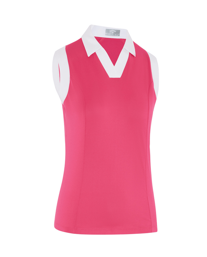SIZE S - CALLAWAY Sleeveless Block Polo CGKSD034 Pink Peacock