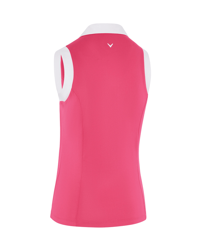 SIZE S - CALLAWAY Sleeveless Block Polo CGKSD034 Pink Peacock