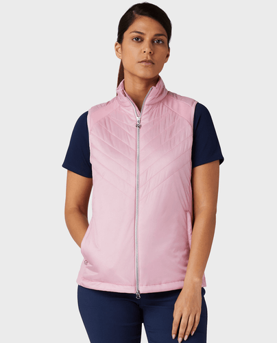 CALLAWAY Engineered Thermal Chev Quilted Vest D024 Pink Nectar
