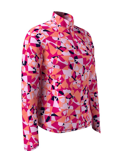 CALLAWAY Geometric Floral Sun Protection Polo CGKSE900 Pink Peacock