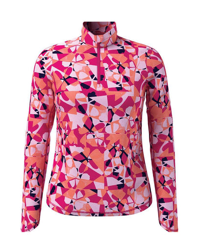 CALLAWAY Geometric Floral Sun Protection Polo CGKSE900 Pink Peacock