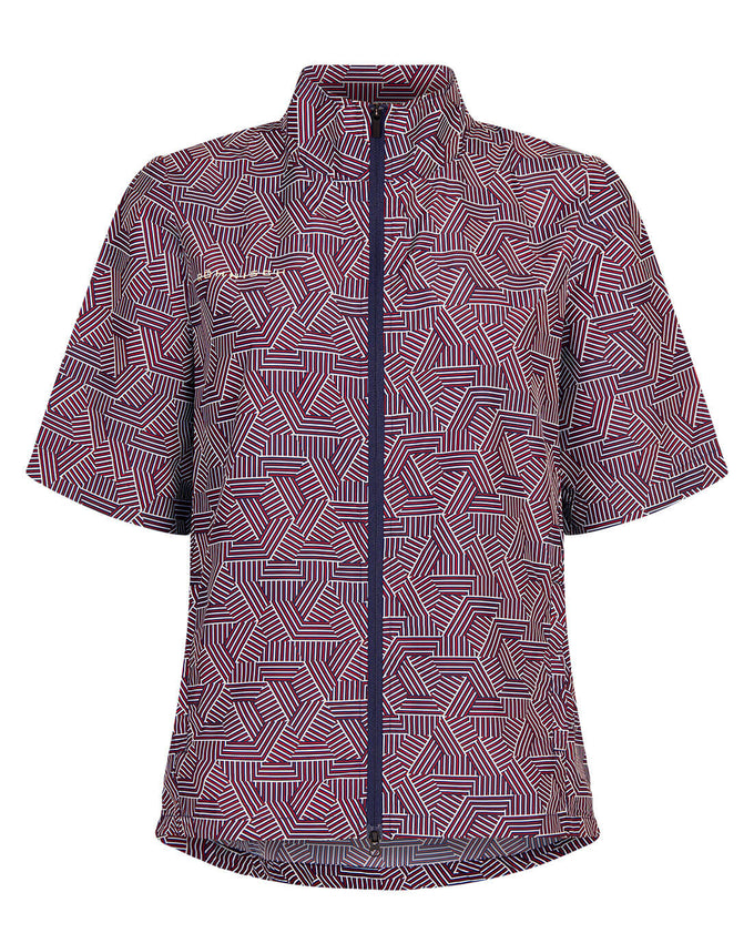 SIZE S - ROHNISCH Packable Wind Half Sleeve Jacket Hexagon Red