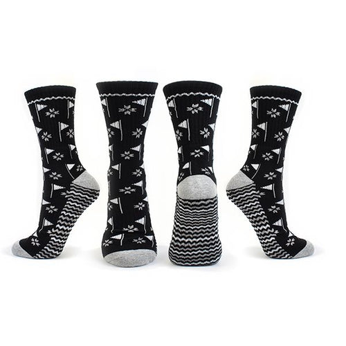 SURPRIZE SHOP Flag Crew Golf Socks Black
