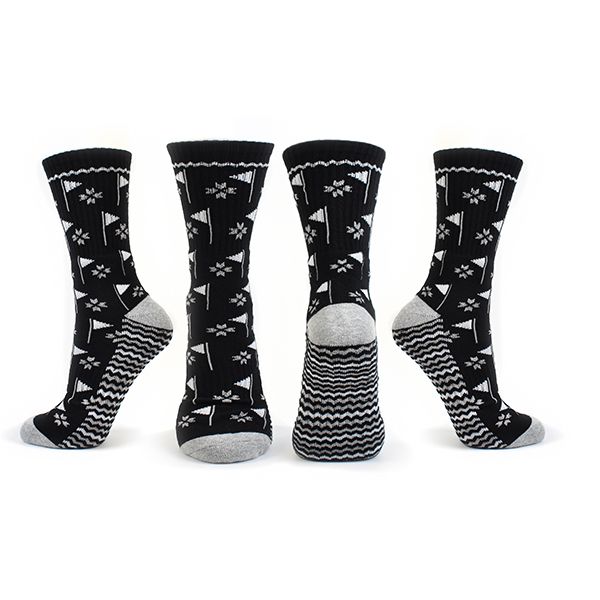SURPRIZE SHOP Flag Crew Golf Socks Black