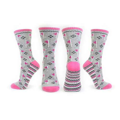 SURPRIZE SHOP Flag Crew Golf Socks Pink