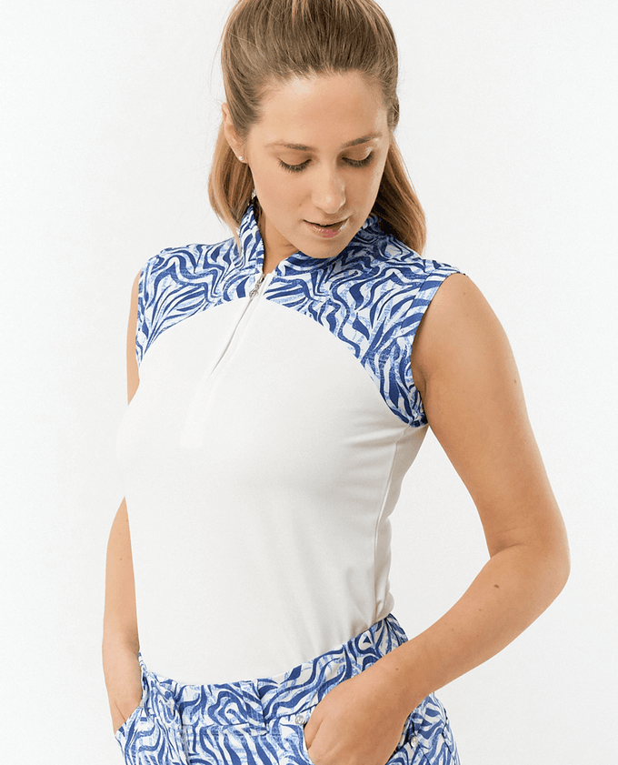 SIZE S - PURE GOLF Spirit Sleeveless Polo 001 Indigo Jungle