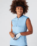 SIZE XS - SWING OUT SISTER Christy Cap Sleeve Polo Tranquil Blue