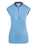 SIZE XS - SWING OUT SISTER Christy Cap Sleeve Polo Tranquil Blue