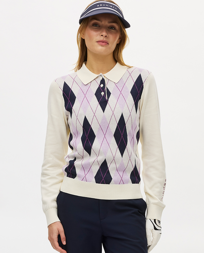 ROHNISCH Heritage Knitted Poloshirt Orchid Argyle