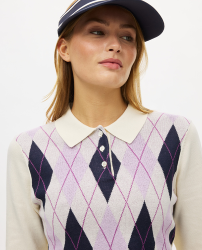 ROHNISCH Heritage Knitted Poloshirt Orchid Argyle