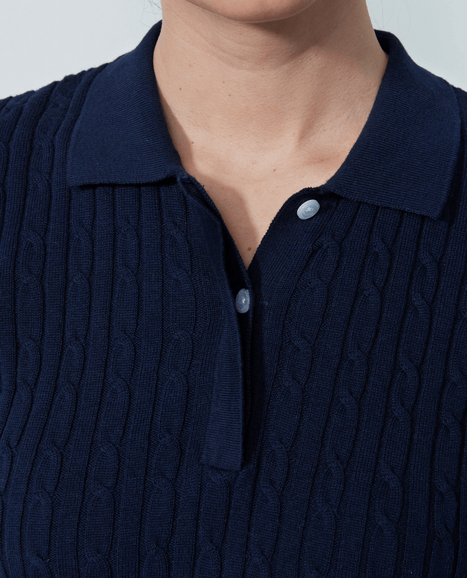 DAILY SPORTS Madelene Cashmere Knitted Polo 273 Navy