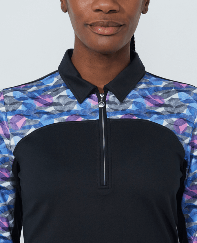 DAILY SPORTS Peach Brushed Long Sleeve Polo 595 Black