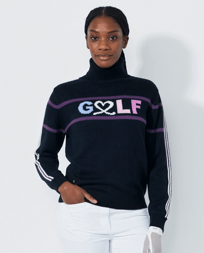 DAILY SPORTS Logo Roll-Neck Pullover 608 Black