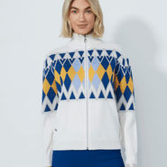 DAILY SPORTS Placed Argyle Lined Cardigan 620 White - XS / White