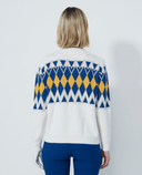 DAILY SPORTS Placed Argyle Lined Cardigan 620 White