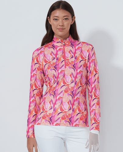 DAILY SPORTS Sheermotion Long Sleeve Polo 679 Artsy Leaf