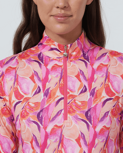 DAILY SPORTS Sheermotion Long Sleeve Polo 679 Artsy Leaf