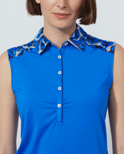 DAILY SPORTS Gathered Sleeveless Polo 698 Nautical Blue