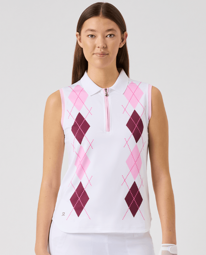 DAILY SPORTS Argyle Sleeveless Polo 785 White
