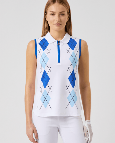 DAILY SPORTS Argyle Sleeveless Polo 785 Mid Blue
