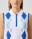 DAILY SPORTS Argyle Sleeveless Polo 785 Mid Blue