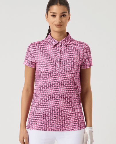 DAILY SPORTS Sheermotion Cap Sleeve Polo 805 Geometric Palm Tree