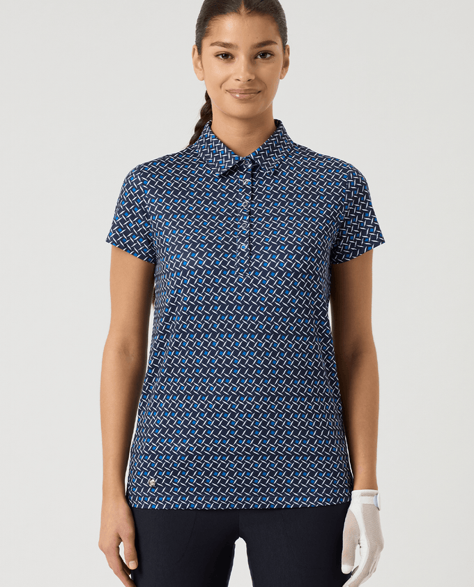 DAILY SPORTS Sheermotion Cap Sleeve Polo 805 Square Blue