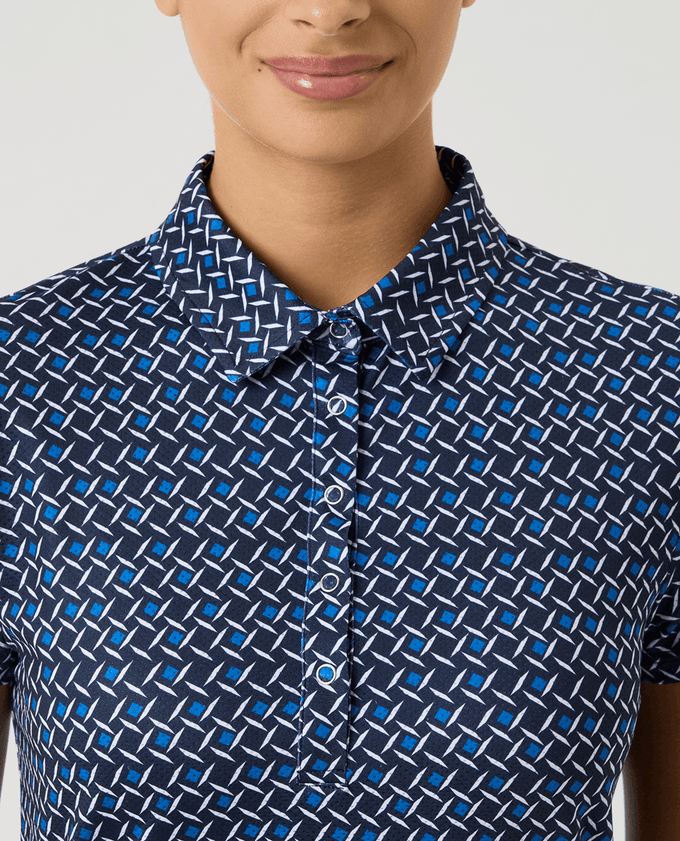 DAILY SPORTS Sheermotion Cap Sleeve Polo 805 Square Blue