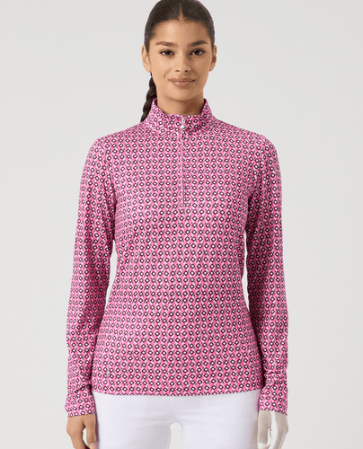 DAILY SPORTS Sheermotion Long Sleeve Polo 806 Geometric Palm Tree