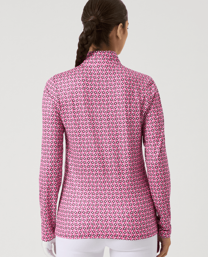 DAILY SPORTS Sheermotion Long Sleeve Polo 806 Geometric Palm Tree