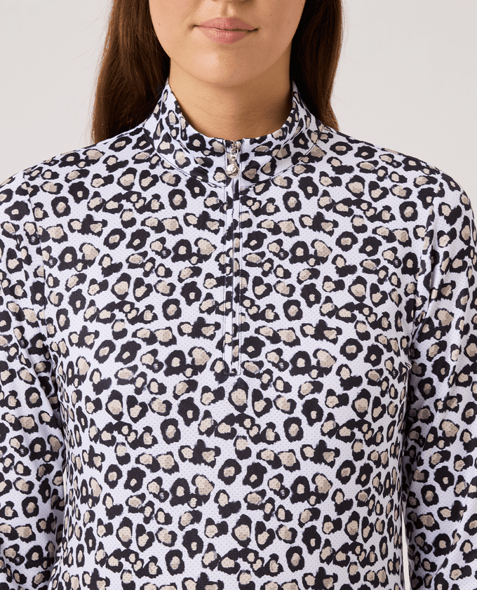 DAILY SPORTS Sheermotion Long Sleeve Polo 806 Leo Contrast