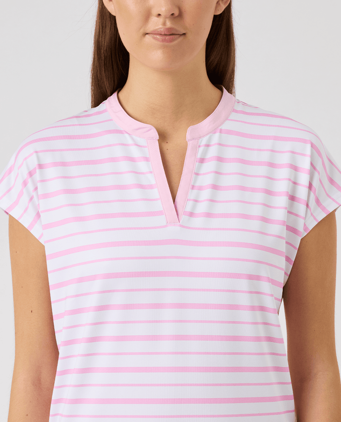 DAILY SPORTS Itami Cap Sleeve Loose Polo 863 Prism Pink