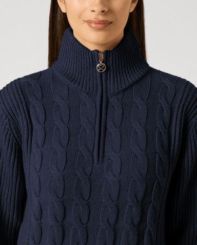 DAILY SPORTS Cable Lined Pullover 885 Navy