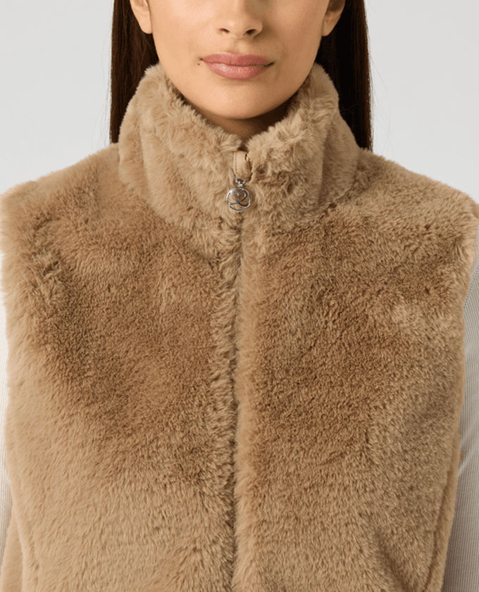 DAILY SPORTS Faux Fur Vest 888 Bark