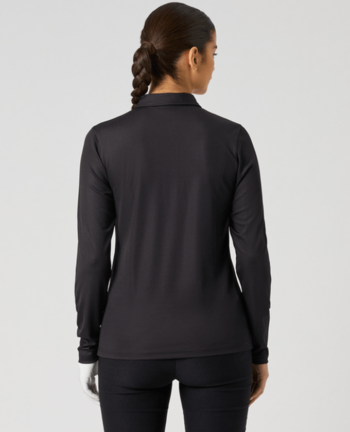 DAILY SPORTS Ribbed Long Sleeve Polo 910 Black