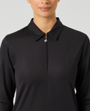 DAILY SPORTS Ribbed Long Sleeve Polo 910 Black