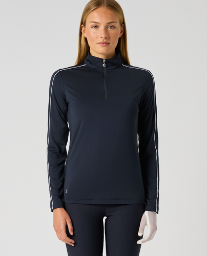 DAILY SPORTS Piping Long Sleeve Polo 917 Navy