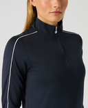 DAILY SPORTS Piping Long Sleeve Polo 917 Navy