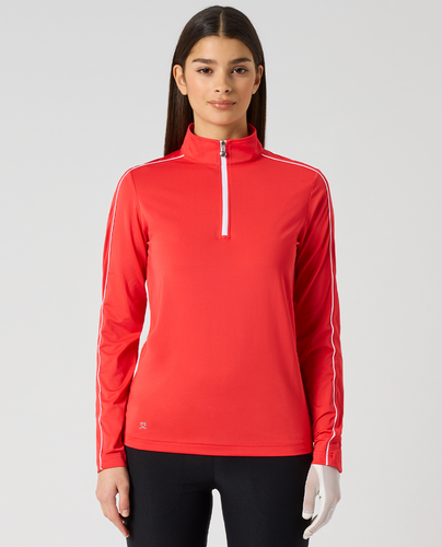 DAILY SPORTS Piping Long Sleeve Polo 917 Poppy Red