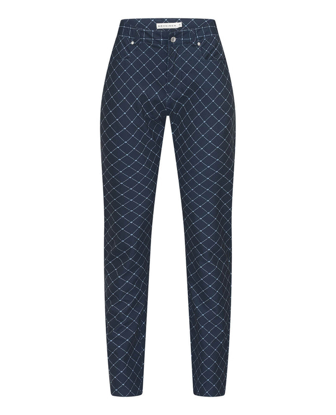 ROHNISCH Chie Comfort Trouser 30" Micro R Check Navy