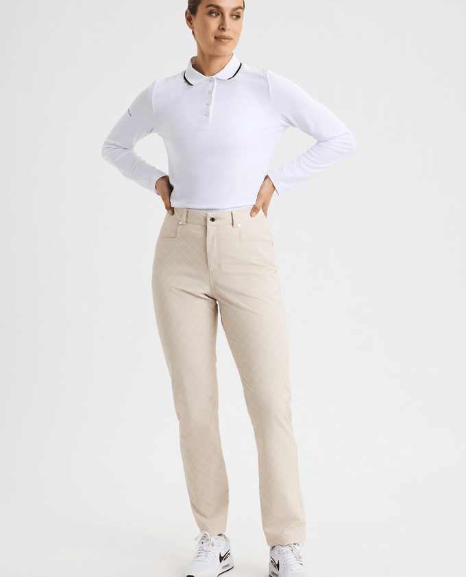 ROHNISCH Chie Brushed Winter Trouser 30'' Micro R Check Oat