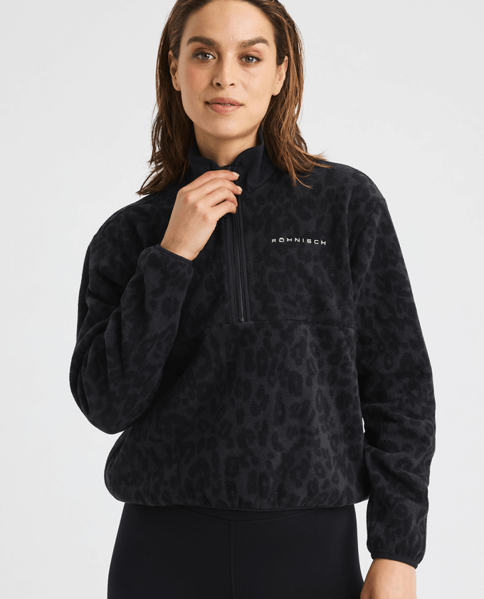 ROHNISCH Thermal Half Zip Fleece Grey Leo Print