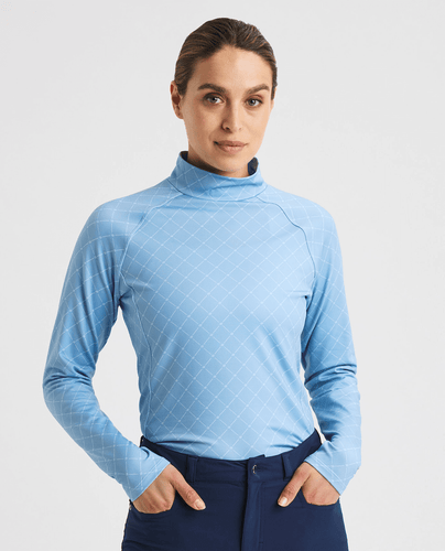 ROHNISCH Warm High Collar Top Micro R Check Dove Blue