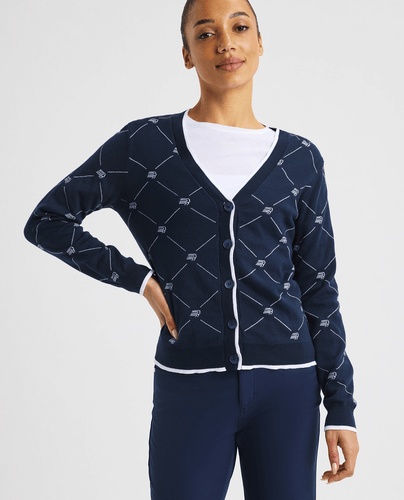 ROHNISCH R Logo Cardigan R Check Navy
