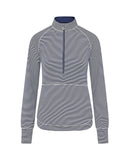 SWING OUT SISTER Lottie Elite Stripe 1/4 Zip Top Midnight Navy & White