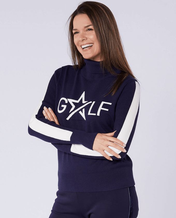SWING OUT SISTER Sabrina Golf Sweater Twilight Blue