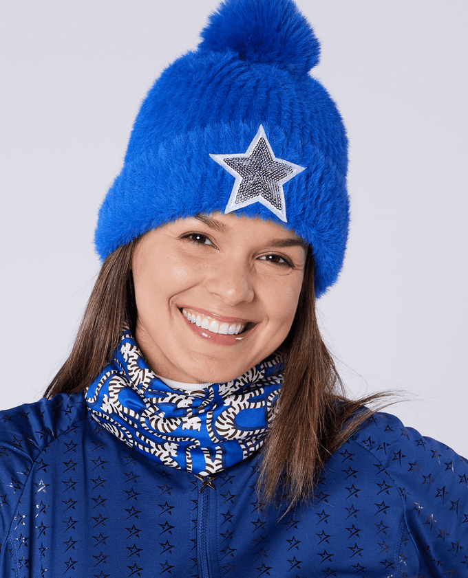 SWING OUT SISTER Jamine Fur Bobble Hat Dazzling Blue