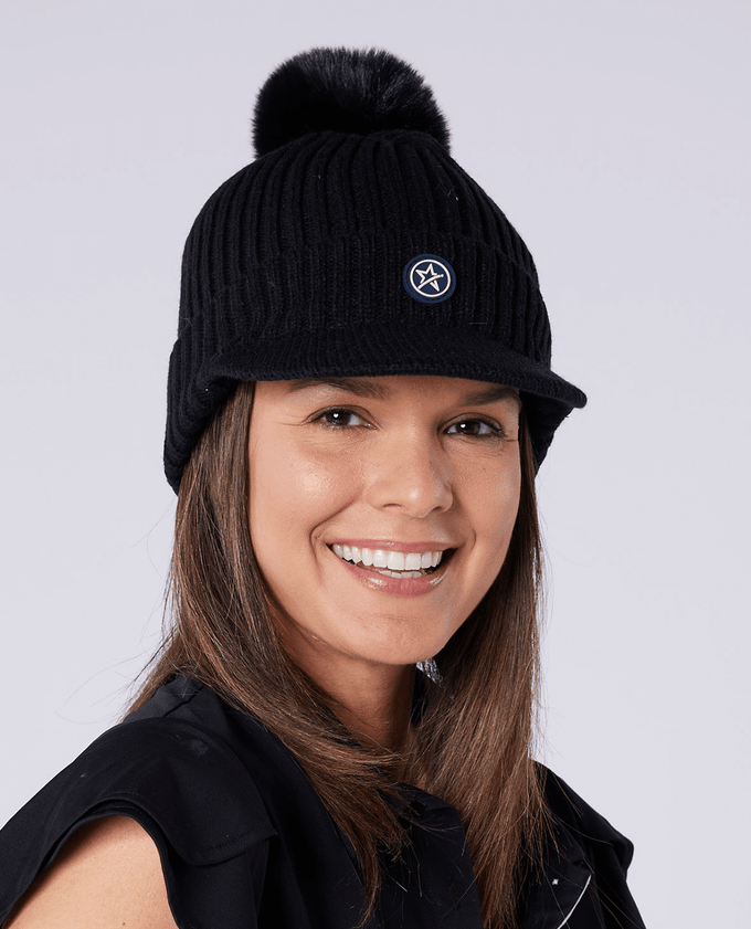 SWING OUT SISTER Polly Peak Bobble Hat Black